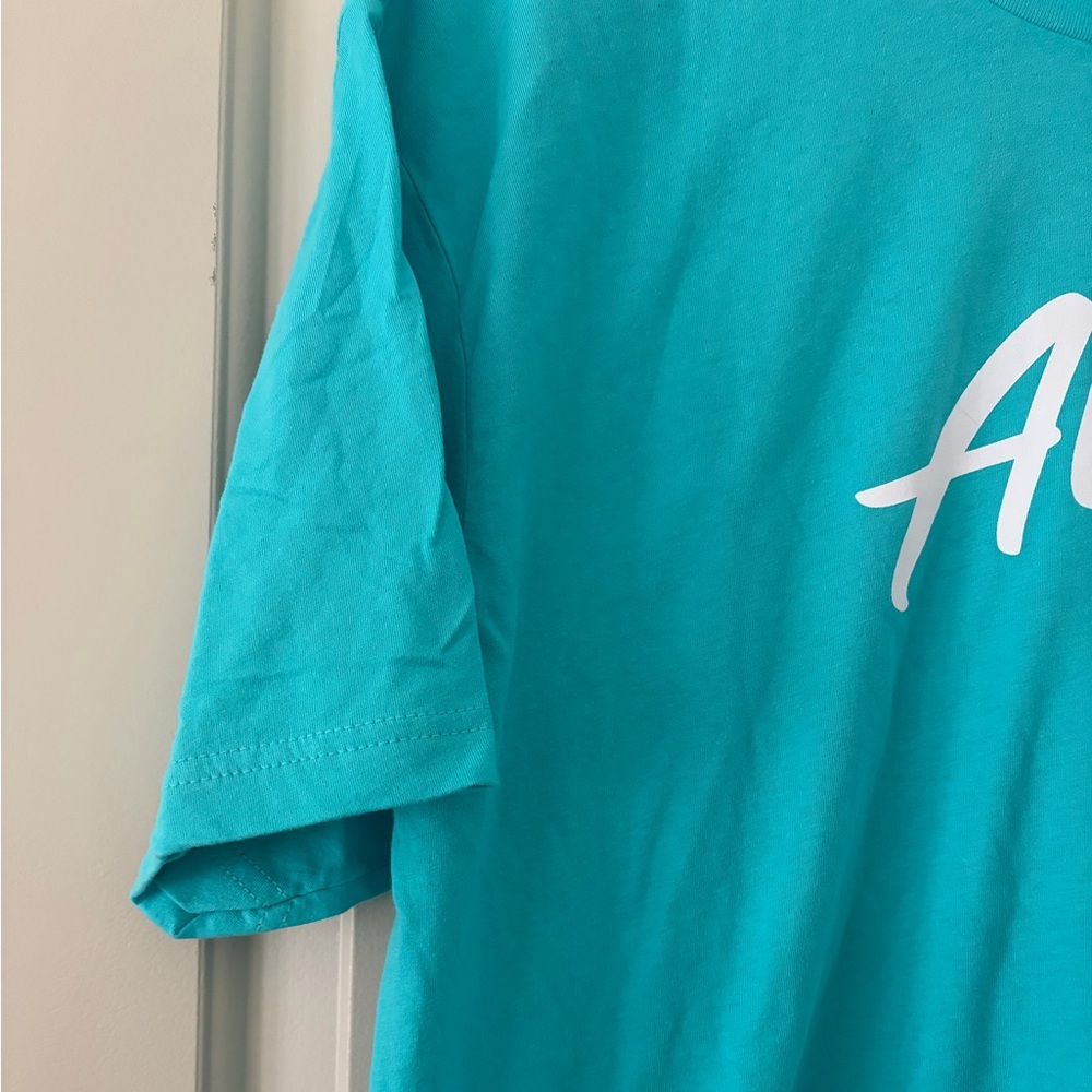 Alani Nu Logo 100% Cotton Graphic T-Shirt Teal Blue Size XL Activewear - Picture 4 of 9
